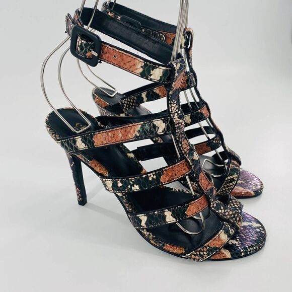 Charles by Charles David Sand Leather Snake Print Gladiator Size 7 - Picture 7 of 12